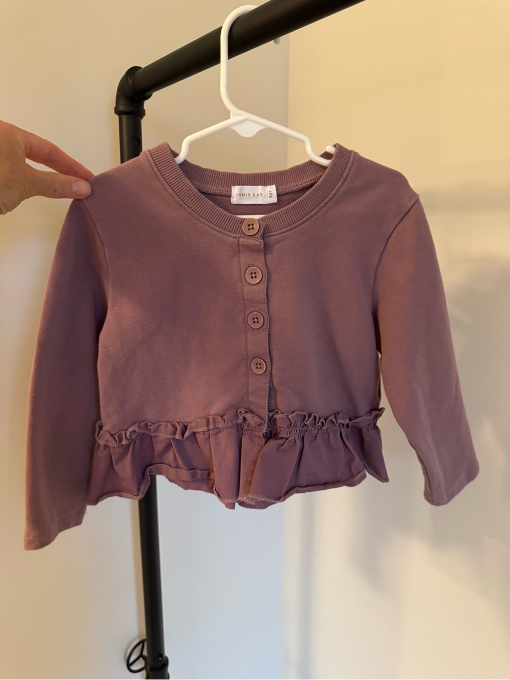 Jamie Kay Dusty Mauve Ruffle-Hem Button Front Top